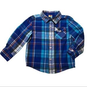 Healthtex Pocketed Plaid Long Sleeve Button Down